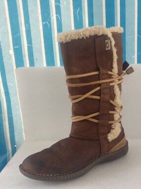 Ugg Himalayan Wrap Lace Tall Leather Upper Real Shearling Lined Boot 38/7us